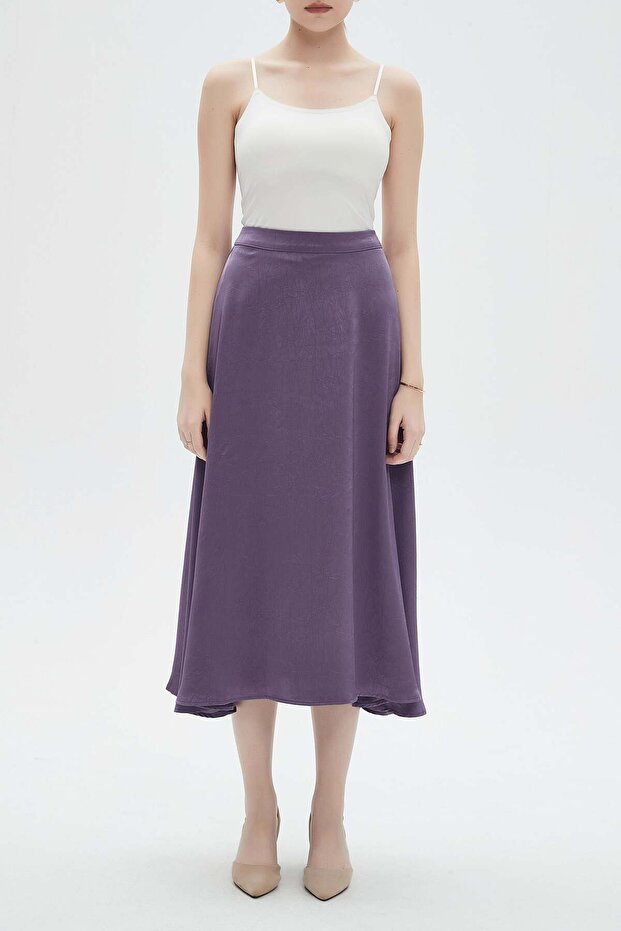 Solid Midi Skirt with Ruffles - 1