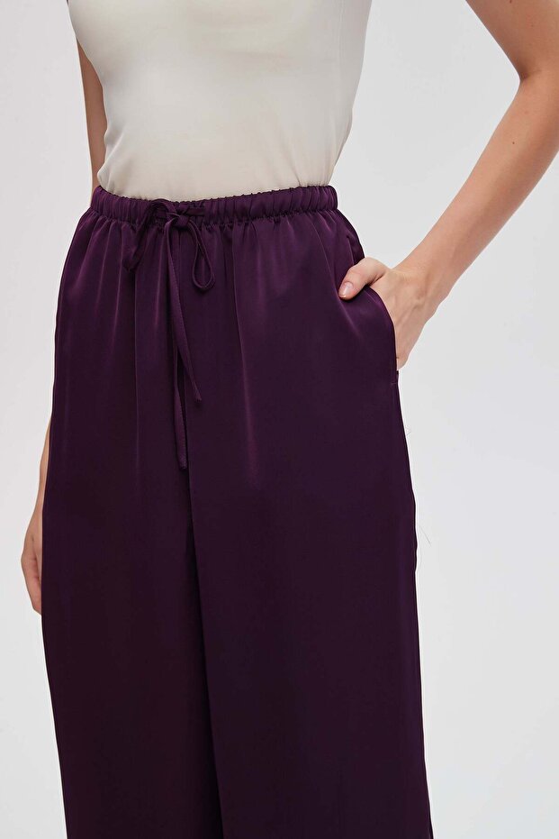 بنطال واسع الساق برباط - 6