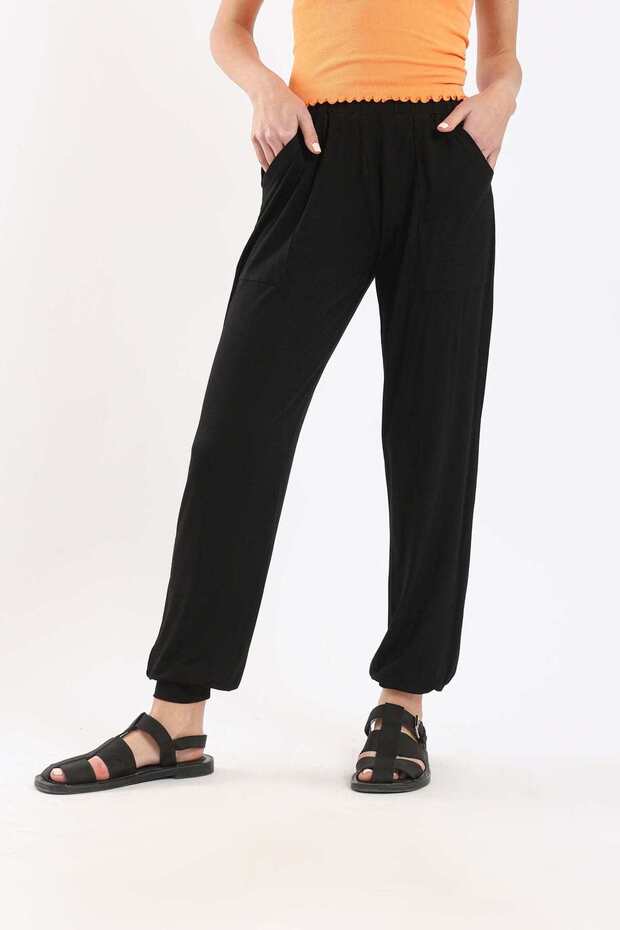 بنطلون واسع الساق سادة - 1