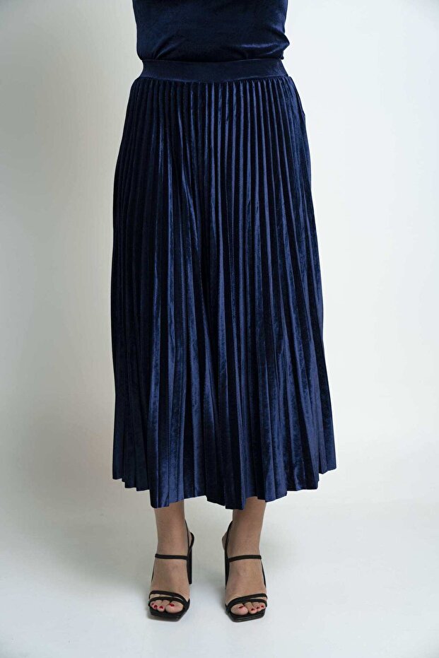 تنورة ميدي مطوية سادة - 1