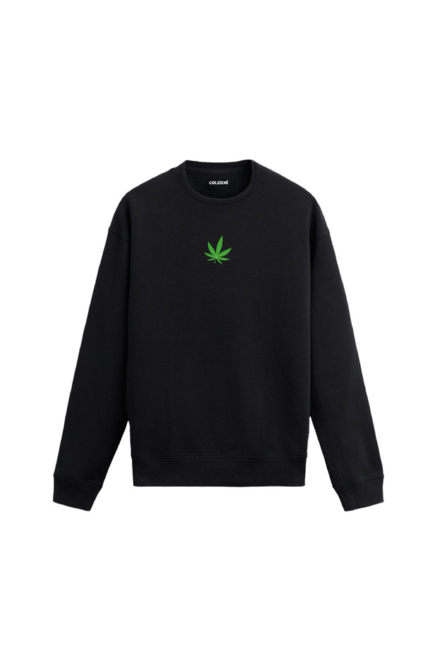 سويت شيرت مطبوع عليه أوراق شجر مينيمال - 1