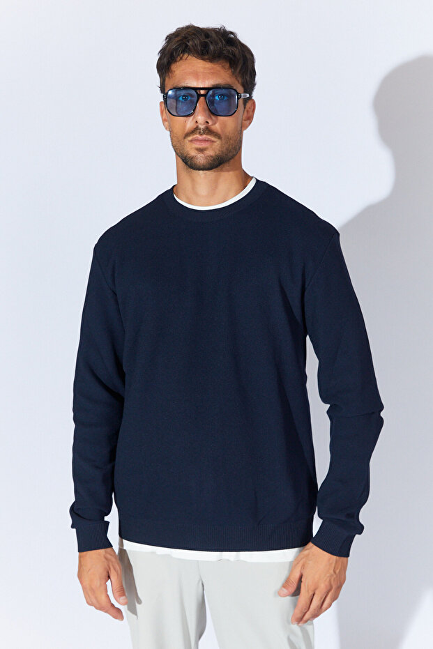 Crew Neck Basic Sweater - Navy Blue | Mew515290-01 - 6