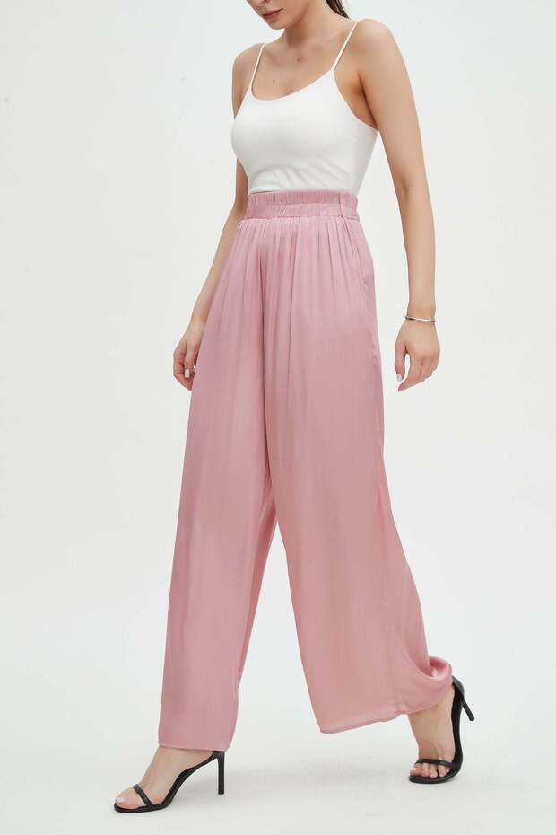 Solid Full Length Relaxed Fit Pants - 4