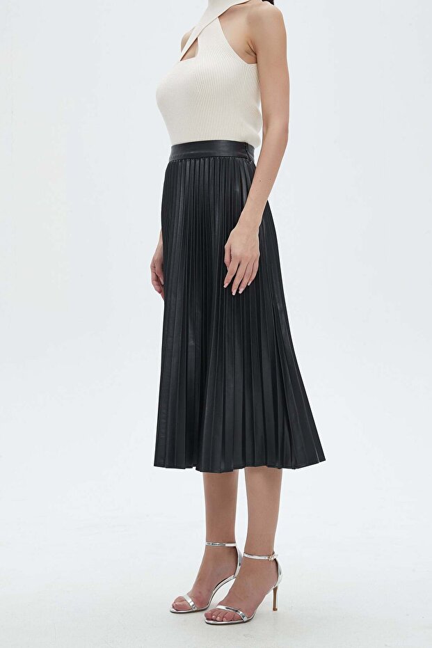 تنورة ميدي مطوية سادة - 2