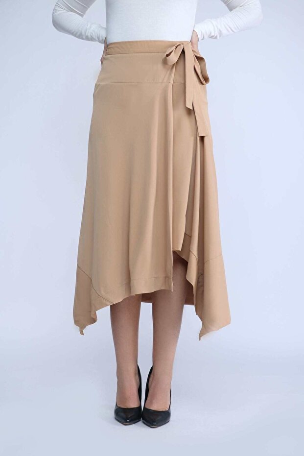 Solid Wrap Midi Skirt - 1