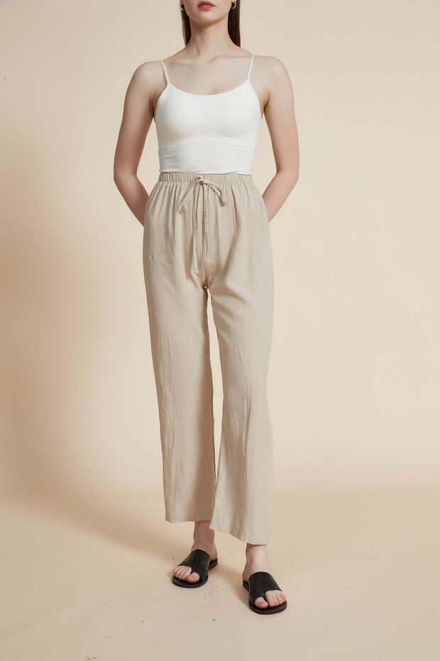 بنطلون سادة بطول كامل - 1