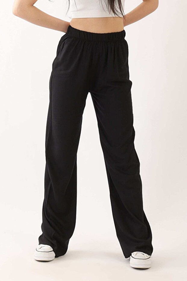 بنطلون واسع الساق سادة - 1