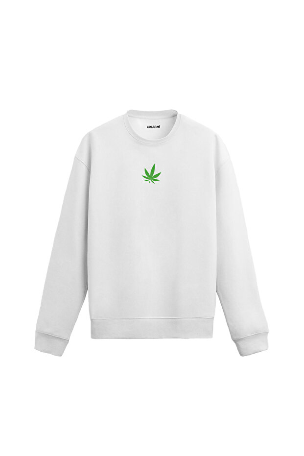 سويت شيرت مطبوع عليه أوراق شجر مينيمال - 1