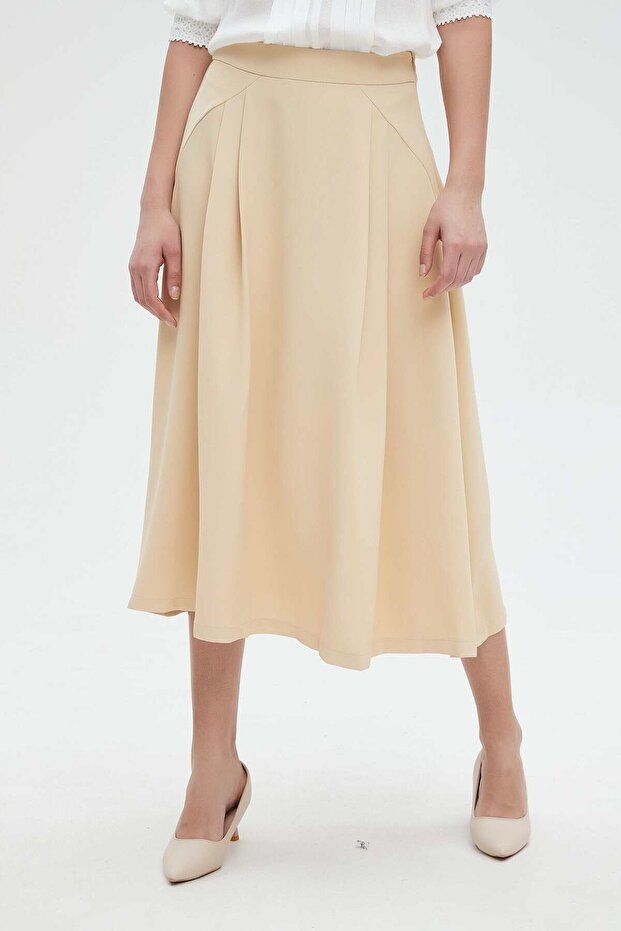 Solid Midi Skirt - 1