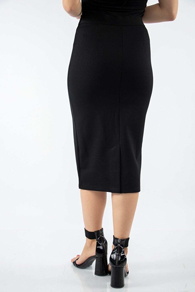 Solid Knitted Midi Skirt - 4