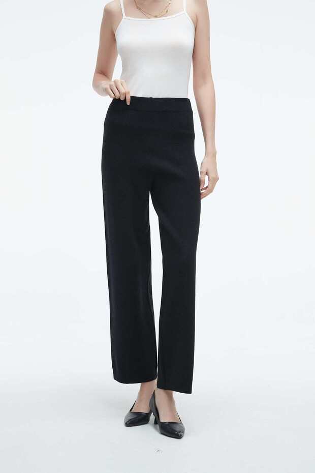 بنطلون سادة عالي الخصر - 1