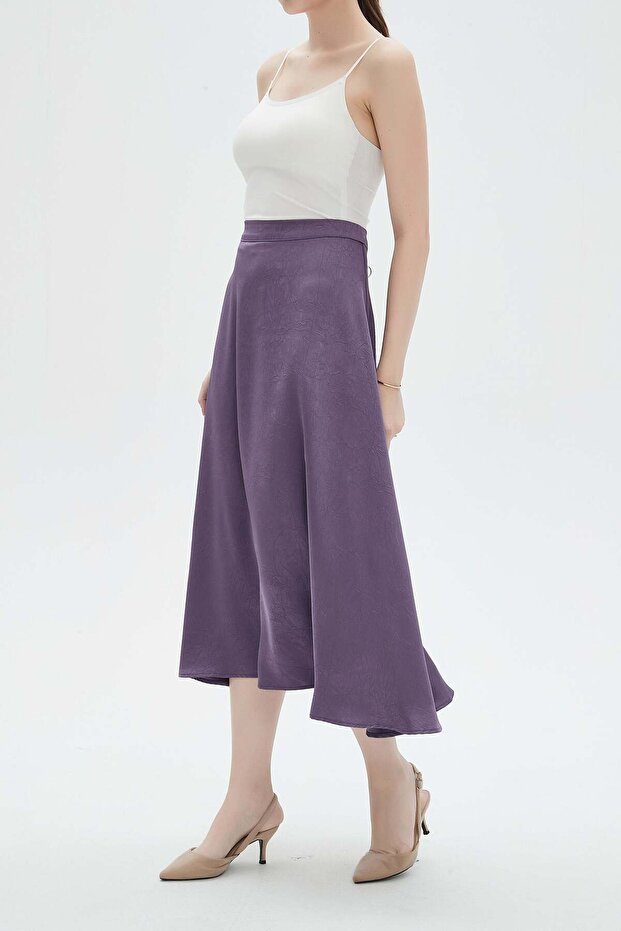 Solid Midi Skirt with Ruffles - 5