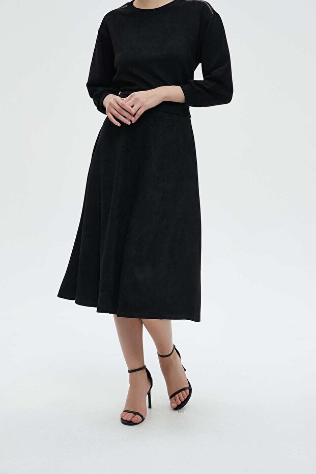 Solid Ruffled Midi Skirt - 7