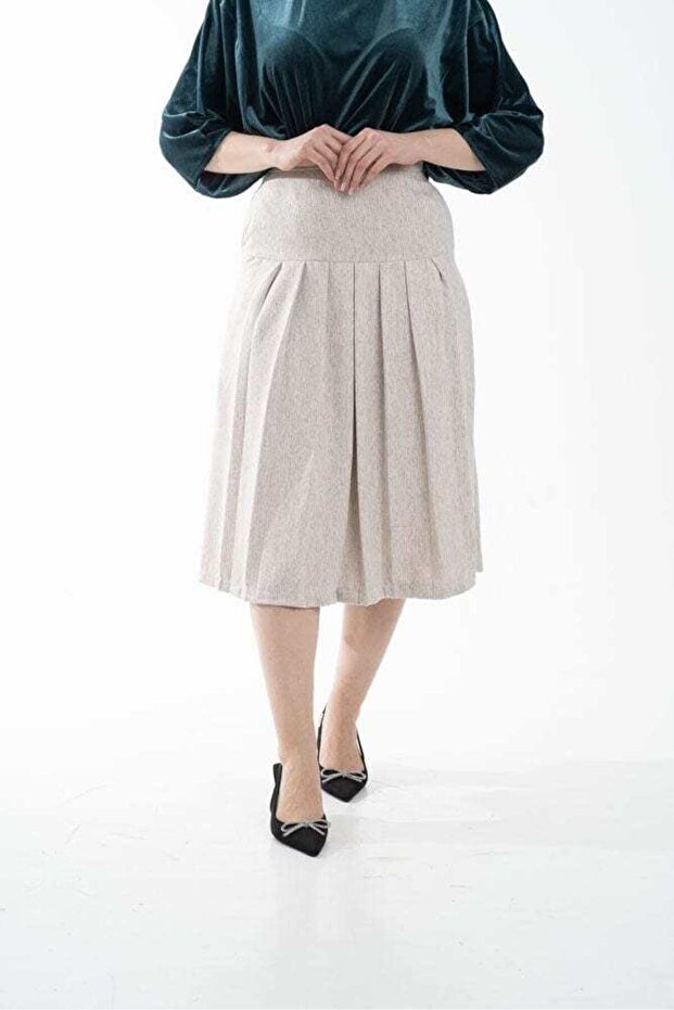 تنورة ميدي سادة مكشكشة - 1