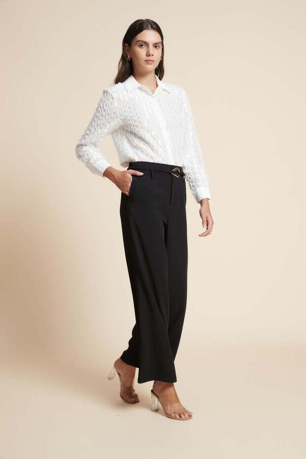 Solid Wide-Leg Pants - 3