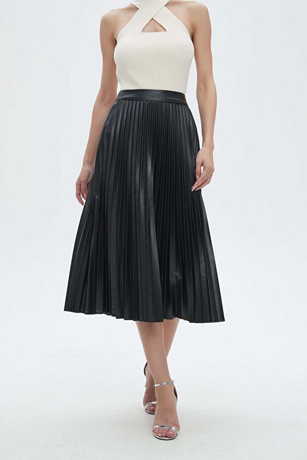 تنورة ميدي مطوية سادة - 7