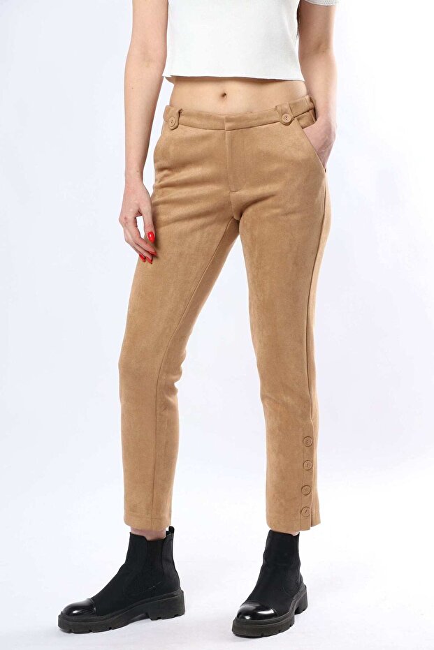 Button-Front Long Pants - 1