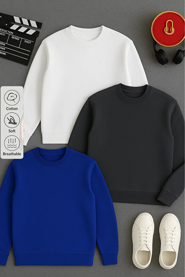 Men's Long Sleeve Winter Loose 3-Piece Sweatshirt