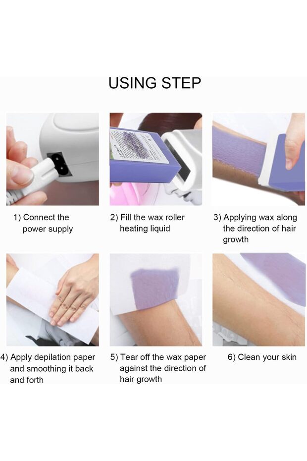 Wax Roller, Complete Disposable Waxing Kit Disposable Wax Roll Set with Large Roller Roll-On Wax Car - 4