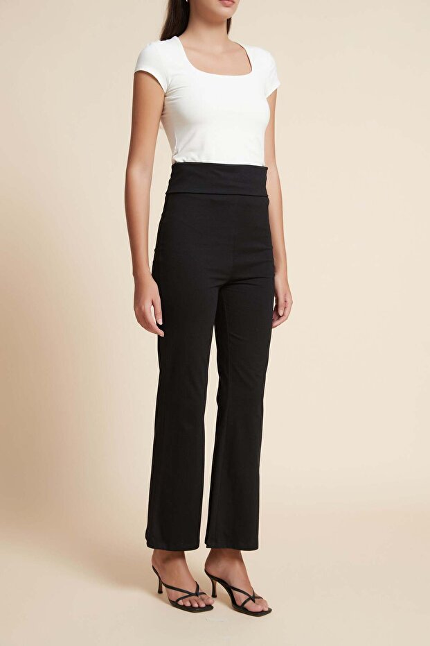 بنطلون سادة واسع الساق - 4