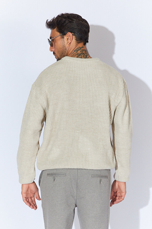 Bisiklet Yaka Oversize Basic Kazak - Taş | MEW515256-01 - 6