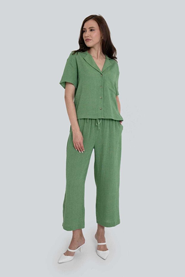 بنطلون سادة عالي الخصر - 1