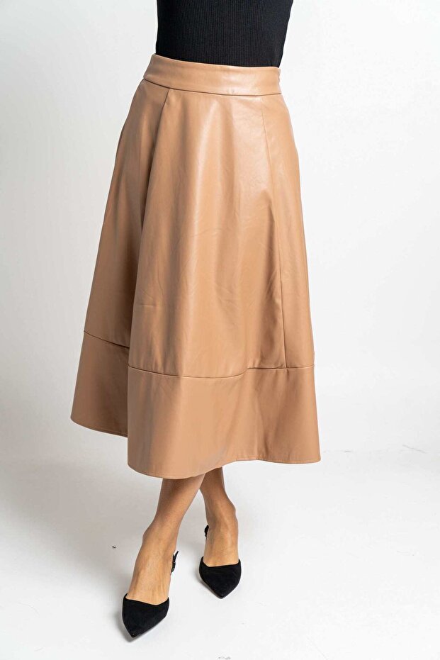 Solid Midi Skirt - 1
