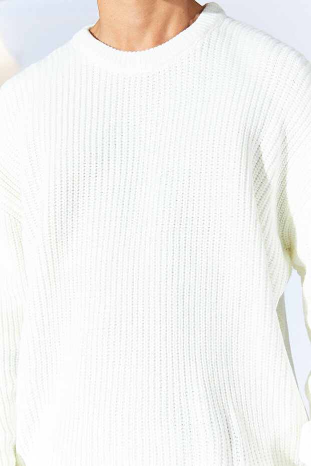 Bisiklet Yaka Oversize Basic Kazak - Ekru | MEW515256-01 - 5