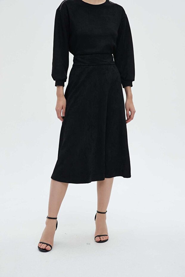 Solid Ruffled Midi Skirt - 6