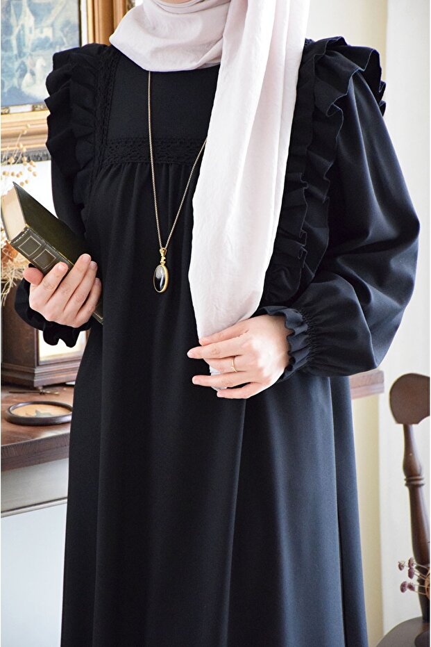 Zarif Model Elbise Siyah - 5