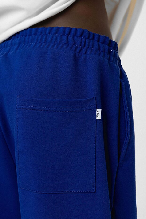 Basıc Paça Lastikli Oversize Eşofman Alt Saks - 7