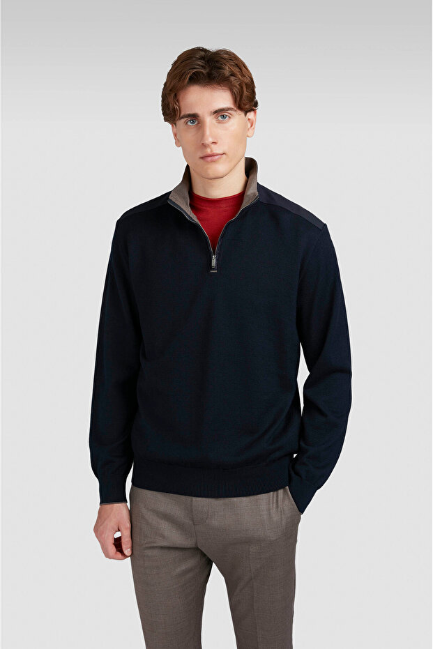 Men's Knitted Wool Zipped Sweater