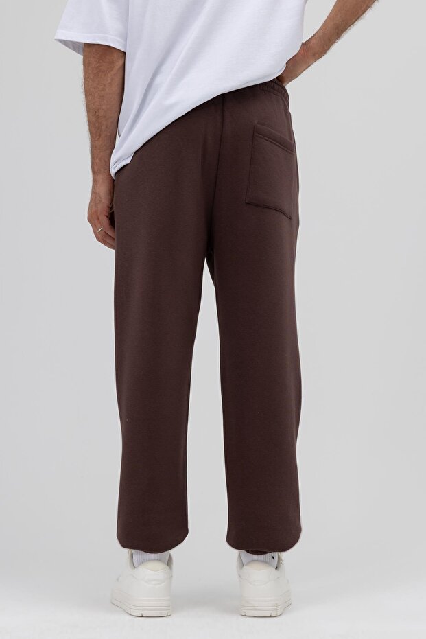 Basic Paça Lastikli Eşofman Alt Kahve - 5