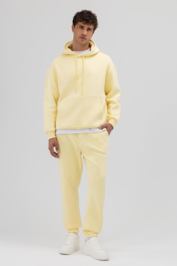 Basic Paça Lastikli Eşofman Alt Sarı - 3