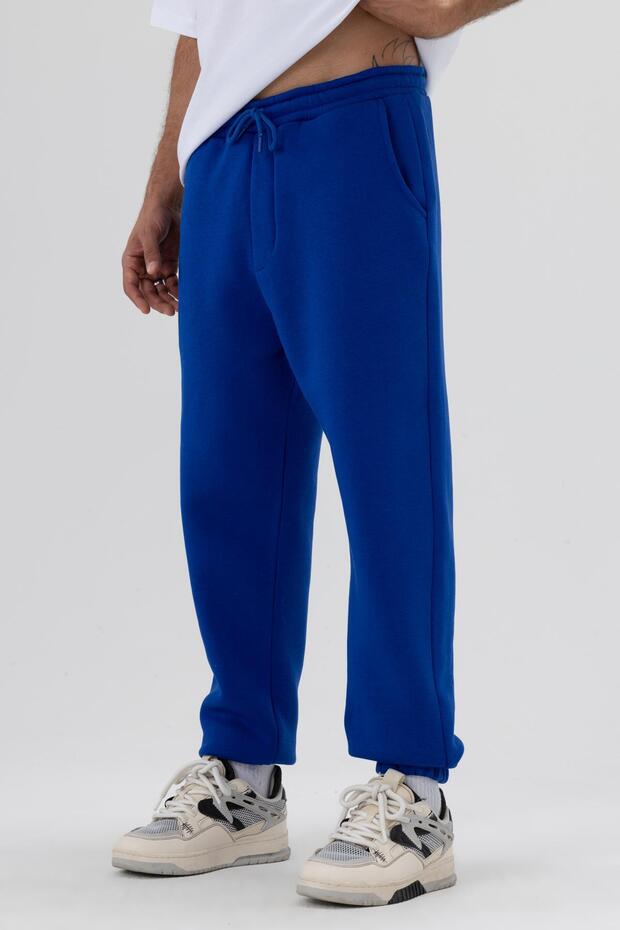 Basic Paça Lastikli Eşofman Alt Saks - 2