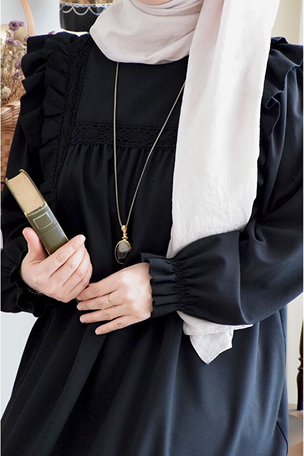 Zarif Model Elbise Siyah - 4