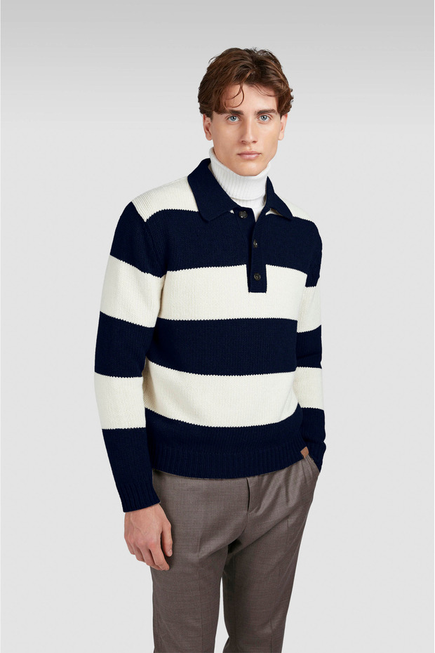 Polo Shirt Buttons Wool Nylon