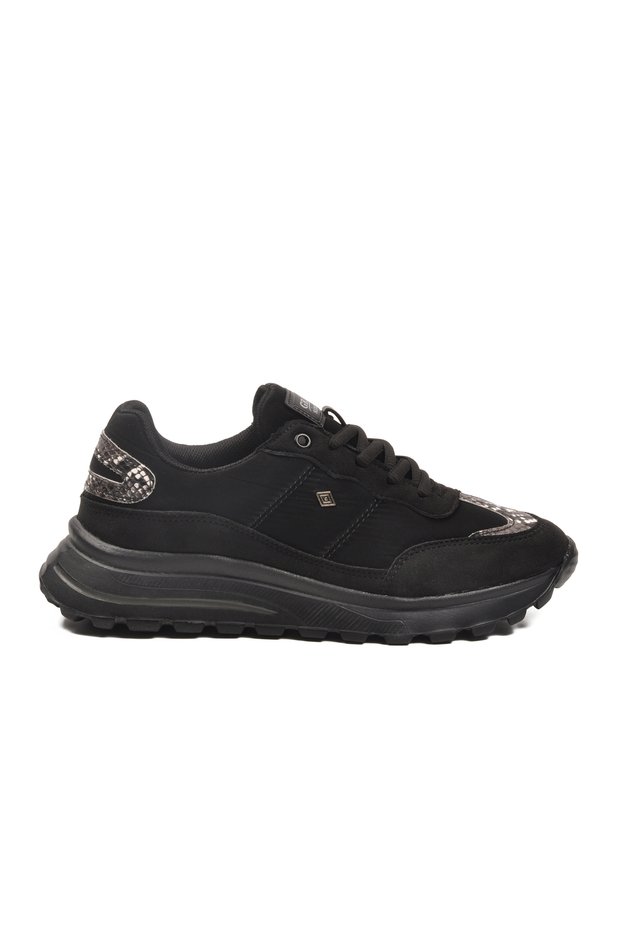 Black Lace-Up Lightweight Flexible Women's Sports Shoes Roni g