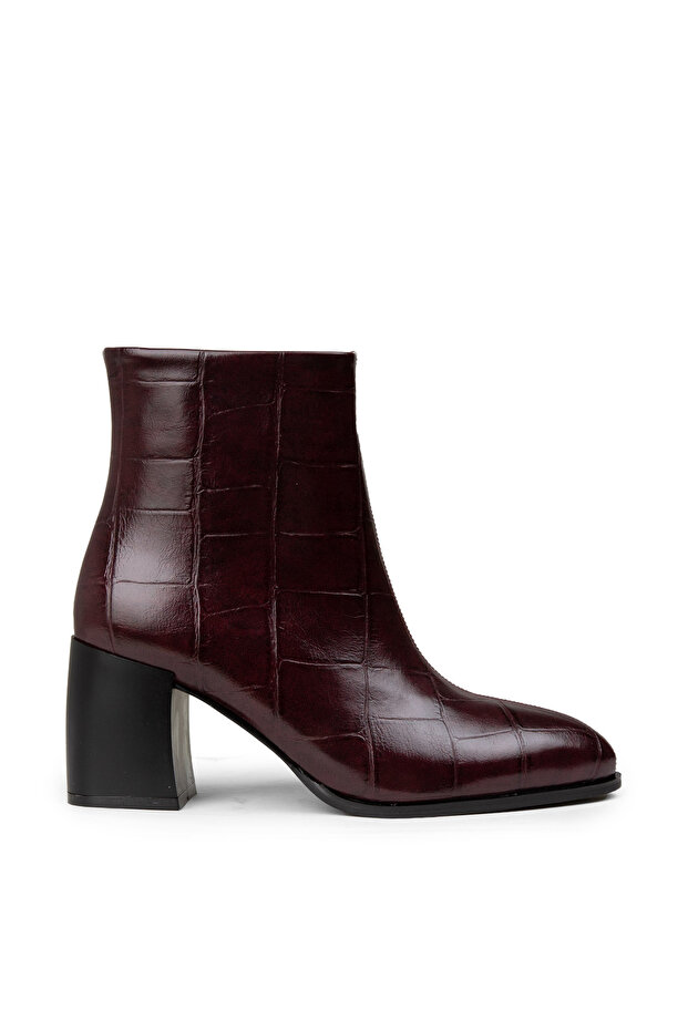 Kadın Bordo Fermuarlı Bot - 1