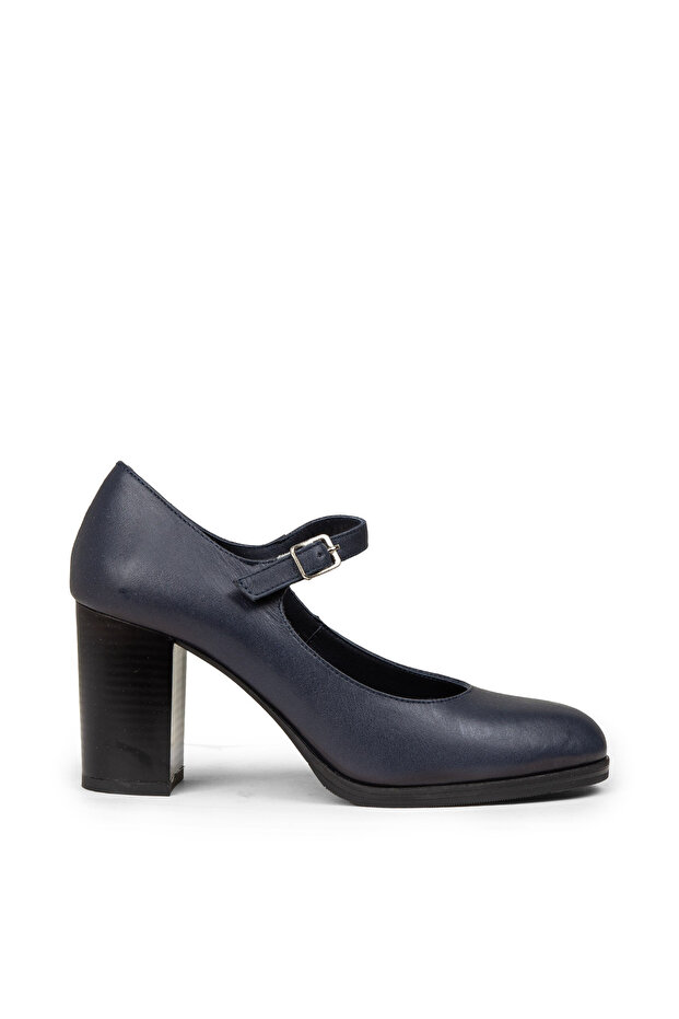 Women's Genuine Leather Navy Blue Mary Jane Shoes