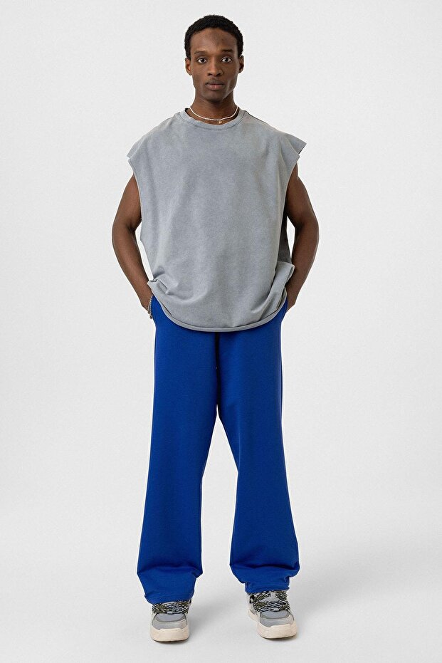 Basic Bel Lastikli Eşofman Alt Saks - 1