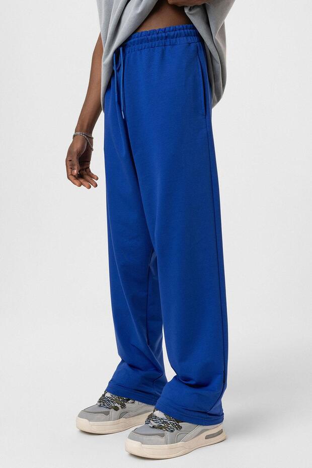 Basic Bel Lastikli Eşofman Alt Saks - 4