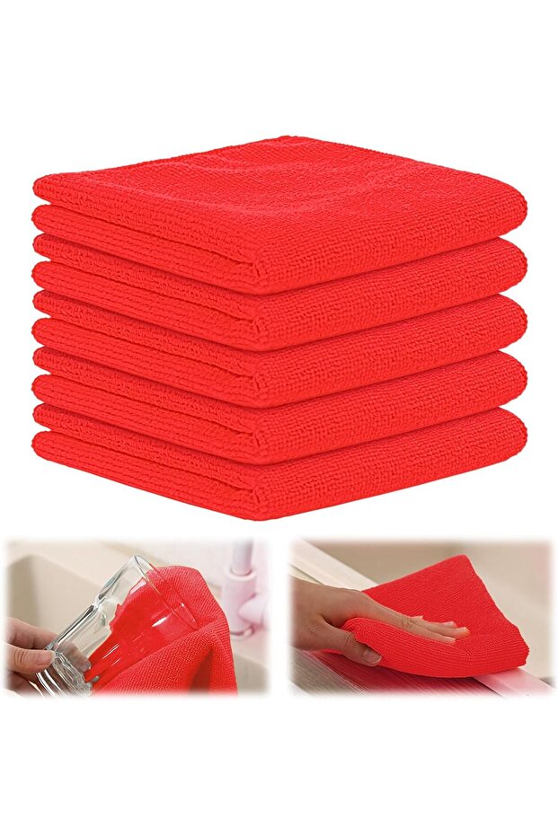 Microfiber Cloth - 5 pcs Automotive Microfibre Towels RED