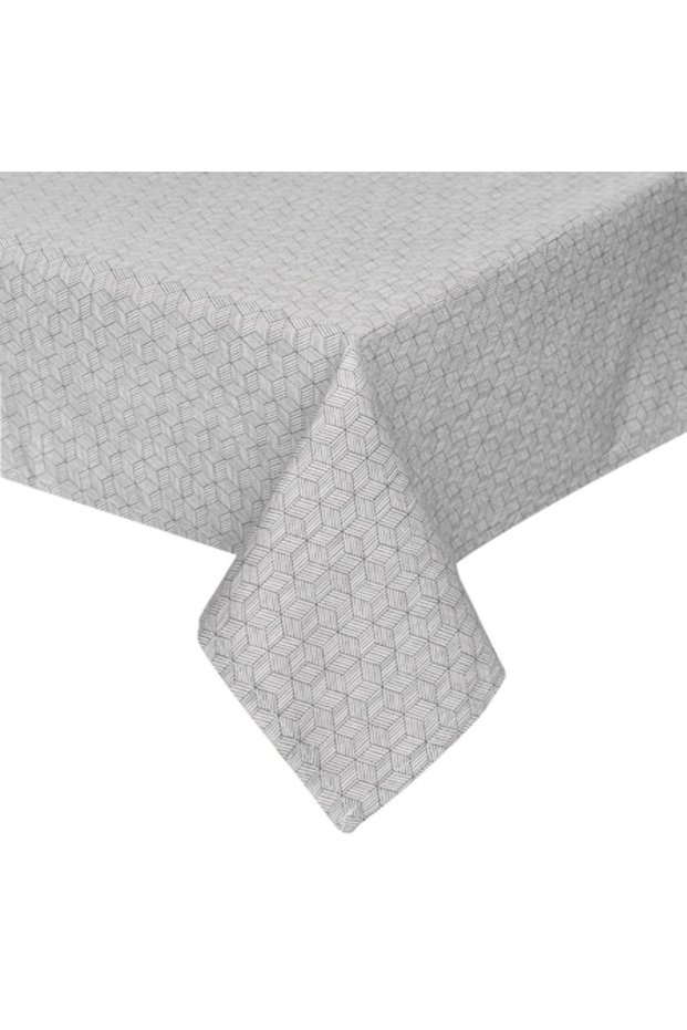 Kitchen tablecloth, Cubes pattern, gray color, size 180x140cm