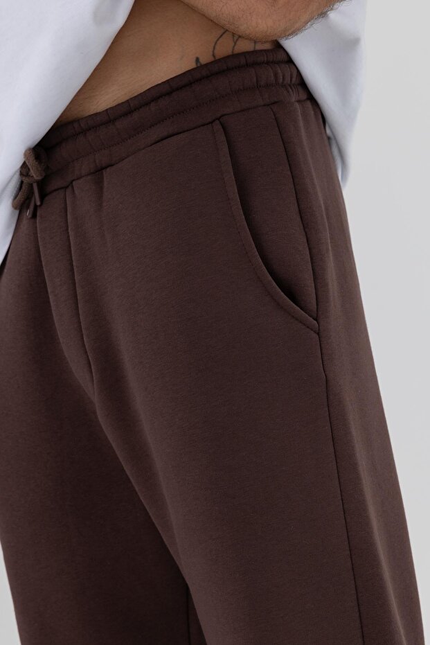 Basic Paça Lastikli Eşofman Alt Kahve - 8