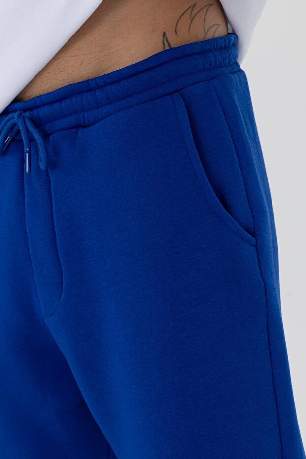 Basic Paça Lastikli Eşofman Alt Saks - 3