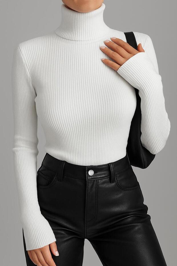 Unisex Premium Cotton Turtleneck Camisole Hooded Slimfit High Neck Sweater