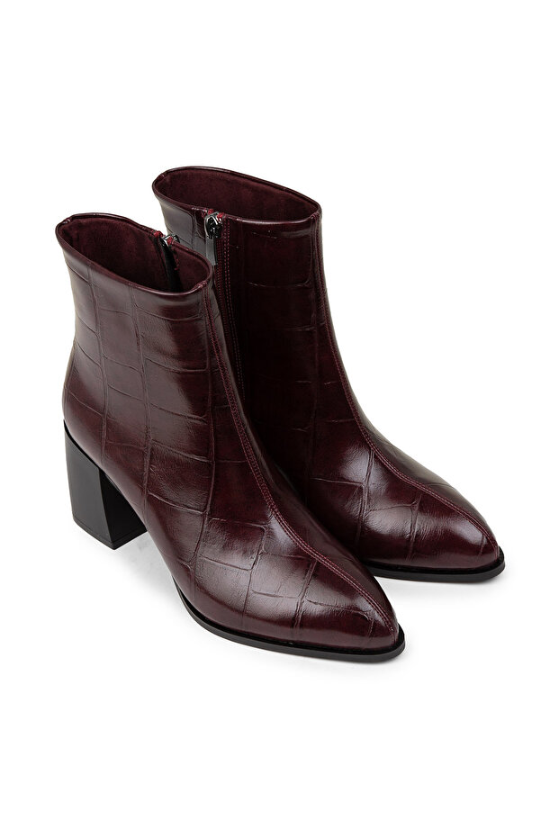 Kadın Bordo Fermuarlı Bot - 3