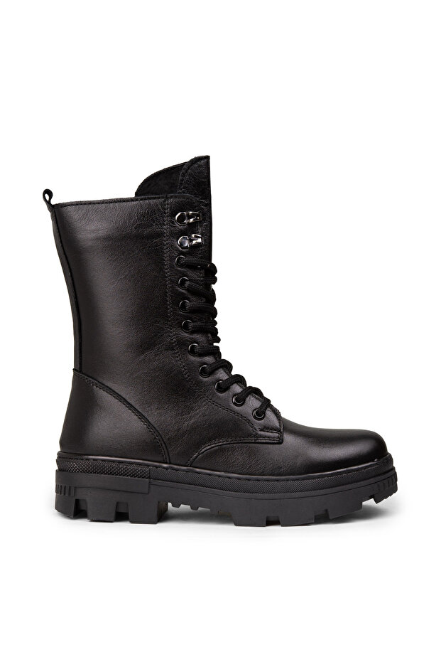 Kadın Siyah Hakiki Deri Postal Bot - 1