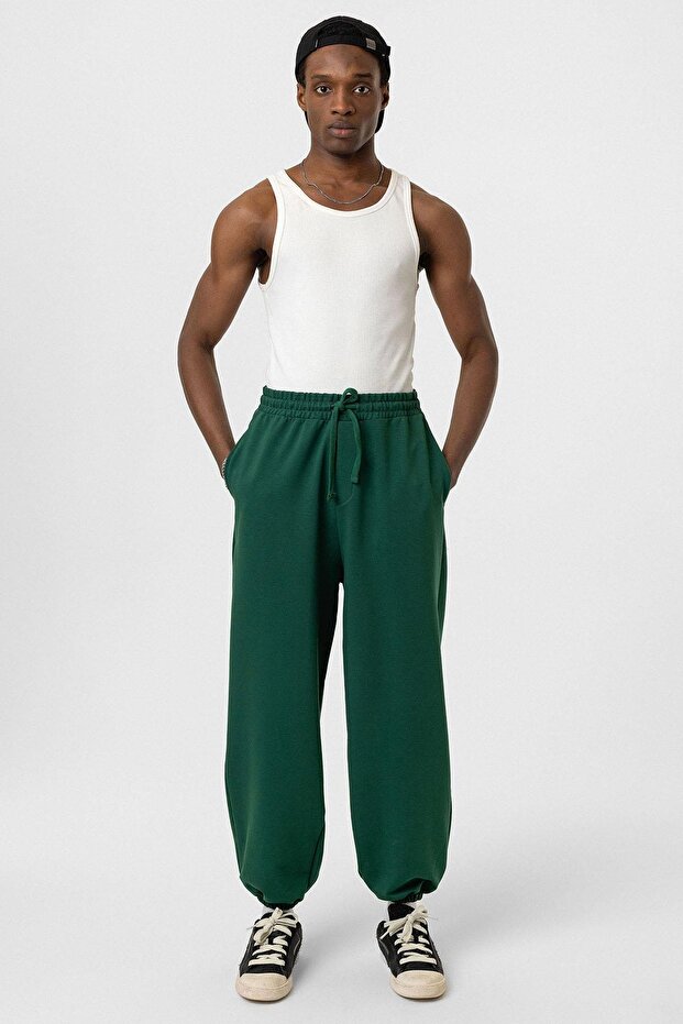 Basıc Paça Lastikli Oversize Eşofman Alt Nefti - 1